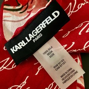 NWT - Karl Lagerfeld Rose Twilly silk scarf